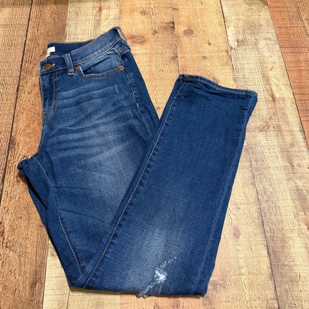 J. Crew Factory Wmns Medium Denim Straight Leg Jeans Sz 26 Stretch Closet Staple